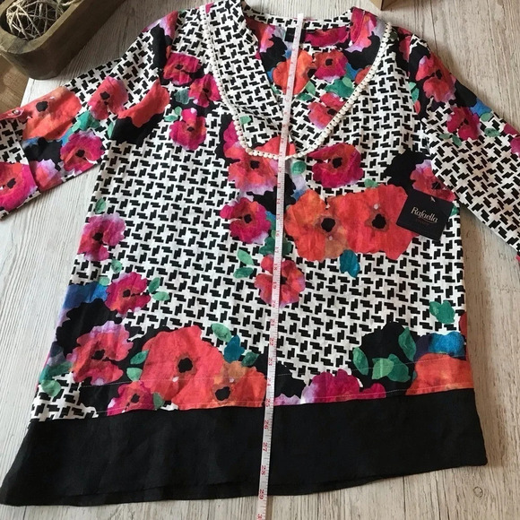 NWT Rafaela Linen Tunic 3/4 Sleeve Top Shirt Size M - Picture 11 of 14